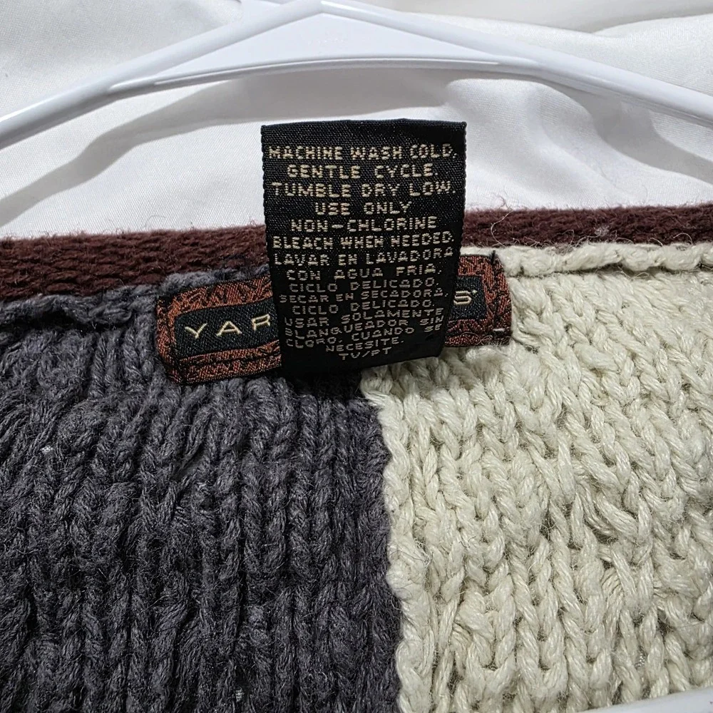 Yarnworks Womens Patchwork Sweater Size Medium Neutral Chunky Indie Goblin Fairy